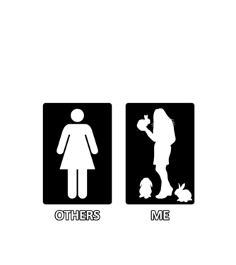 Others vs. Me (nő) - nyuszi minta fekete pólón