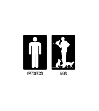 Others vs. Me (férfi) - macska minta fehér pólón
