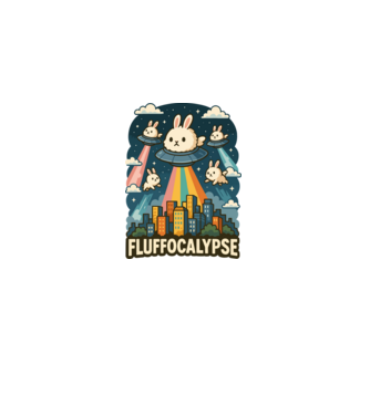 Fluffocalypse minta szürke pólón