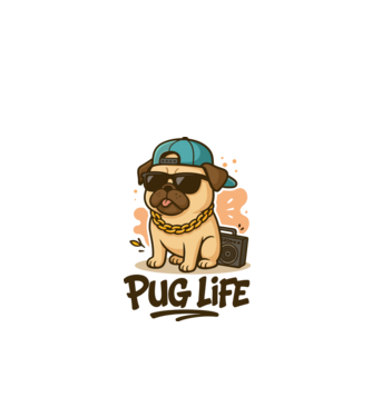 Pug Life minta fehér pólón