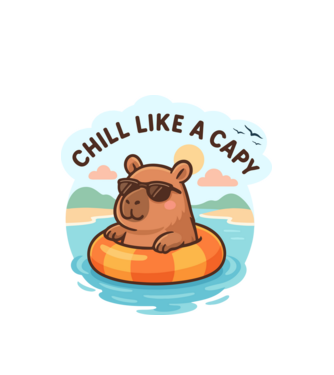 Chill like a capy minta fehér pólón