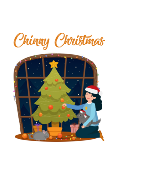 Chinny Christmas minta sötétkék pólón