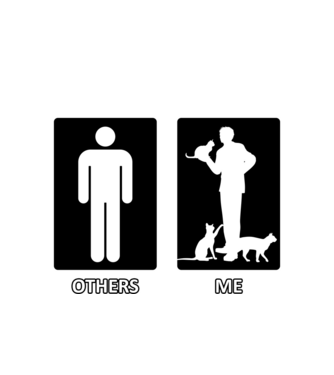 Others vs. Me (férfi) - macska minta fehér pólón