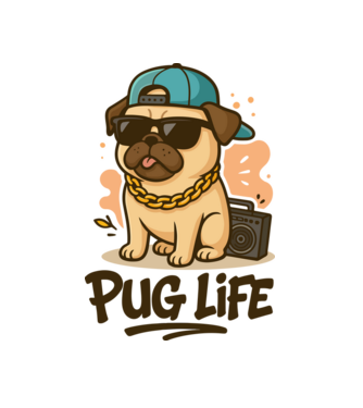 Pug Life minta fehér pólón