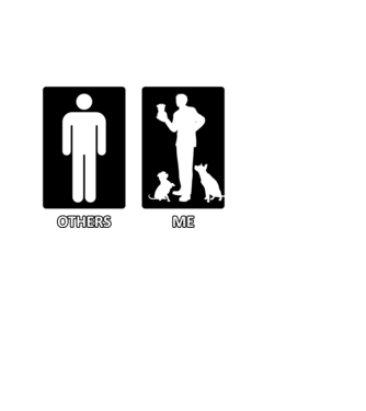 Others vs. Me (férfi) - kutya minta fekete pólón