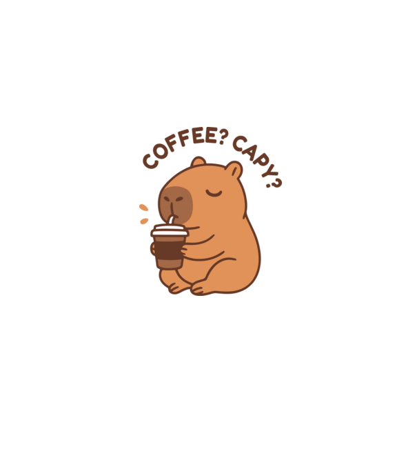 Coffee? Capy? minta homokszín pólón