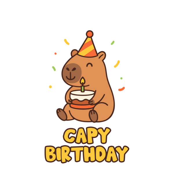 Capy birthday minta fehér pólón