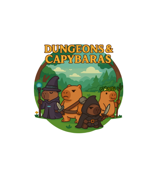 Dungeons & Capybaras minta fehér pólón