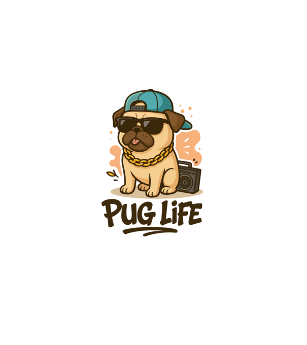 Pug Life minta fehér pólón