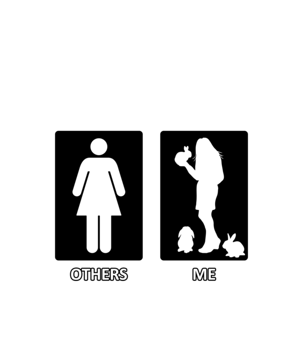 Others vs. Me (nő) - nyuszi minta fekete pólón