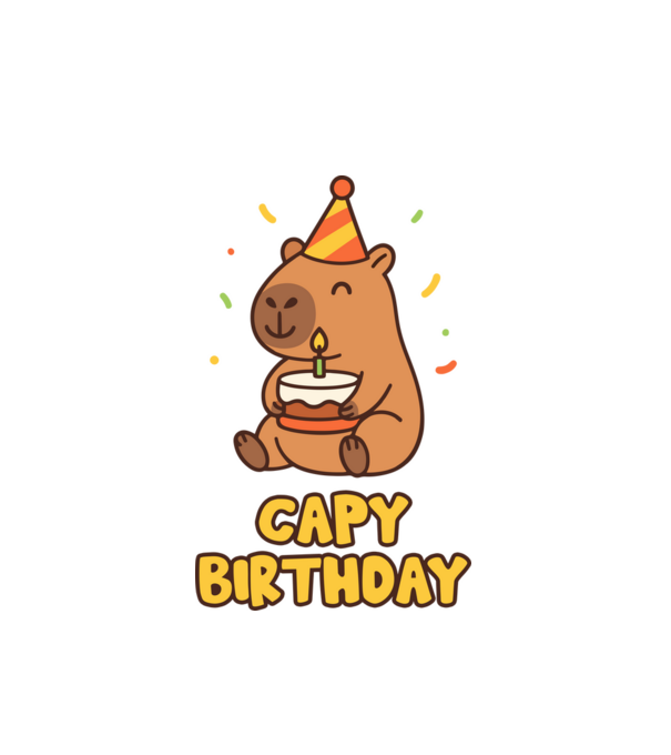 Capy birthday minta fehér pólón