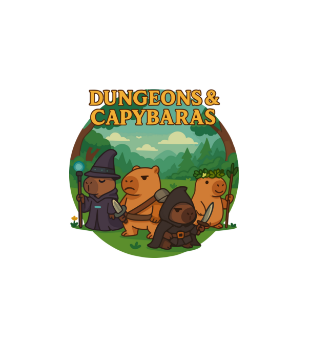 Dungeons & Capybaras minta fehér pólón