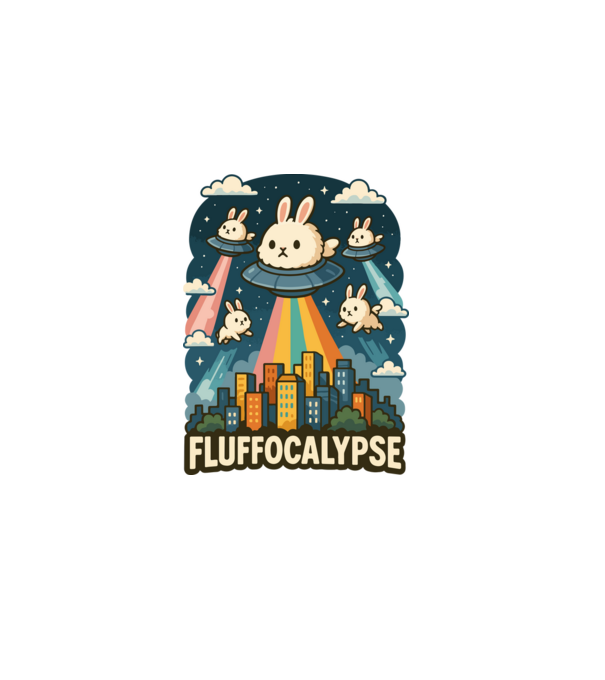 Fluffocalypse minta szürke pólón