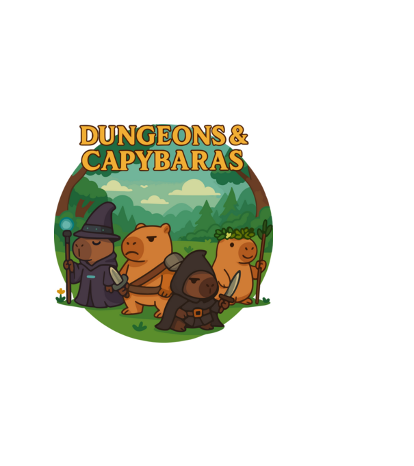 Dungeons & Capybaras minta homokszín pólón