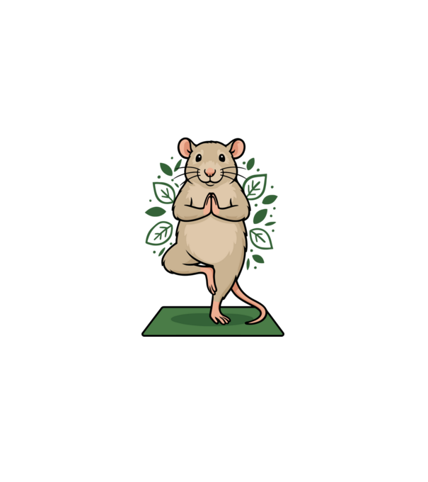 Rat yoga minta szürke pólón