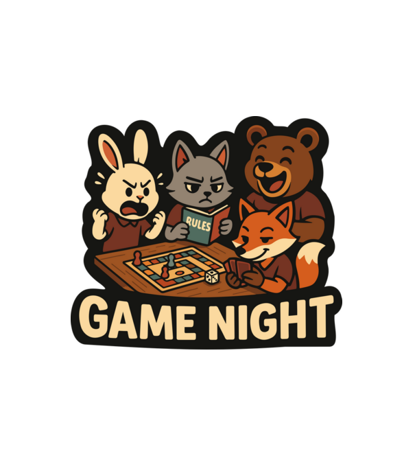 Game Night minta fehér pólón