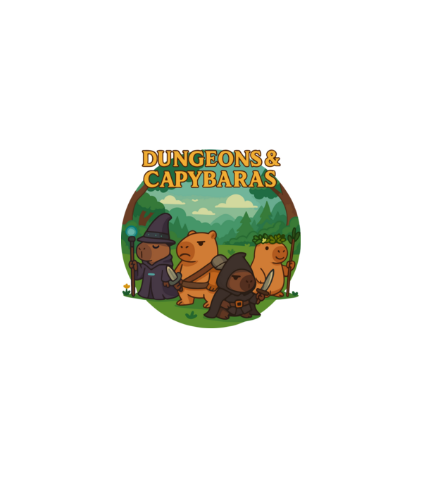 Dungeons & Capybaras minta fehér pólón