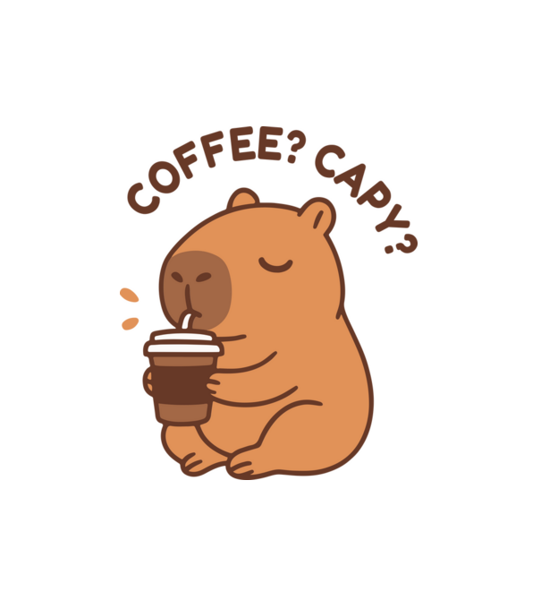 Coffee? Capy? minta fehér pólón