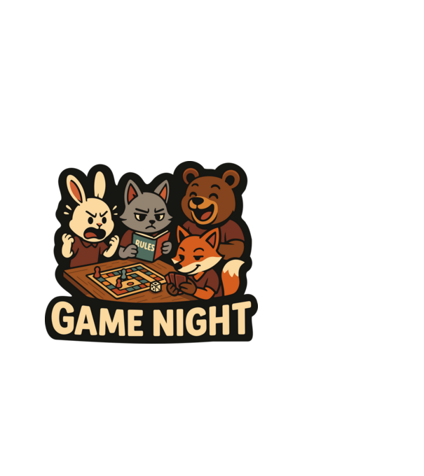 Game Night minta fehér pólón