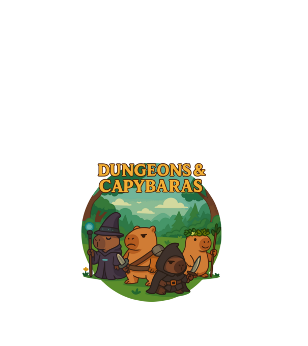 Dungeons & Capybaras minta fehér pólón