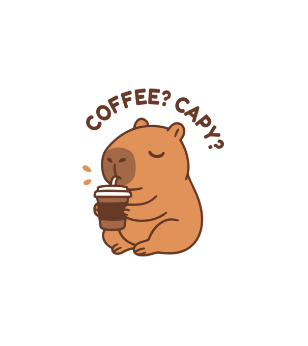 Coffee? Capy? minta fehér pólón