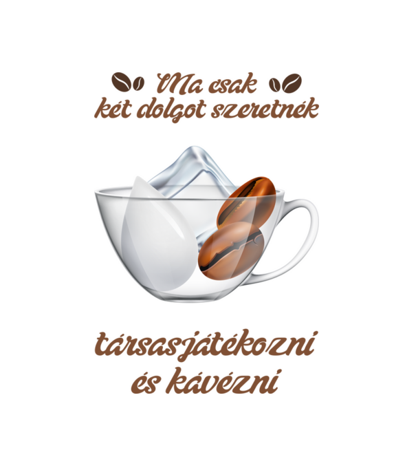 Társasjáték és kávé minta fehér pólón