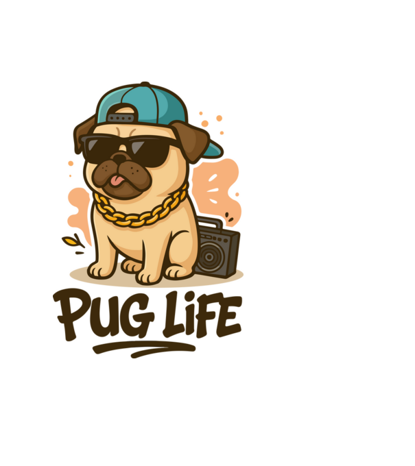 Pug Life minta fekete pólón