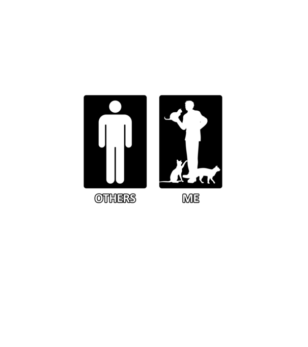 Others vs. Me (férfi) - macska minta fekete pólón