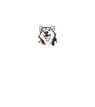 bolondos Husky minta fehér pólón