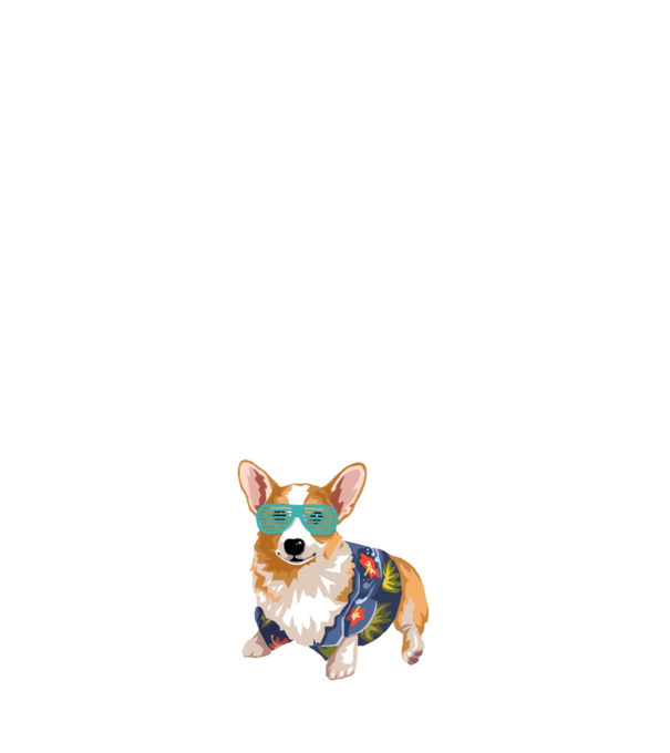 Corgi minta fehér pólón