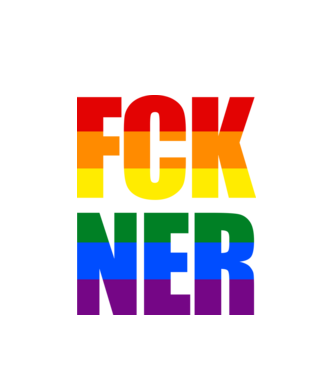 FCK NER - szivárvány minta fehér pólón
