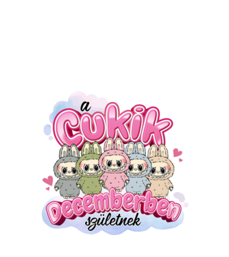 Labubu - A Cukik Decemberben születnek  minta fekete pólón