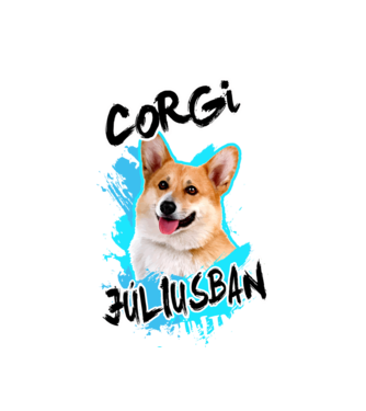 Corgi Július minta fehér pólón