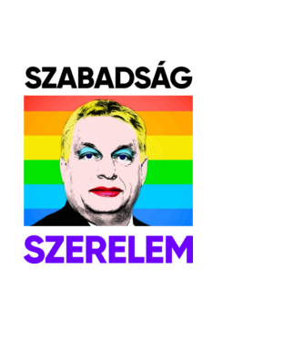Szabadság - Szerelem Orbán Pride minta fekete pólón
