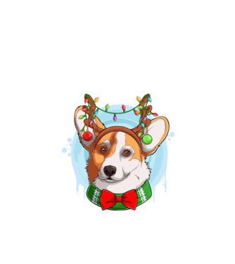 Karácsonyi Corgi minta fehér pólón