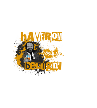 Bud Spencer - Rabló Pandúr - A haverom meg fog nősülni, csak berúgni jöttem - feketére minta fekete pólón