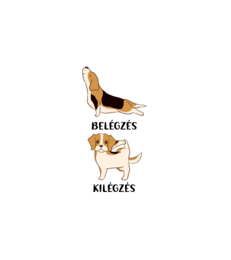Beagle yoga - fekete betűvel minta fehér pólón