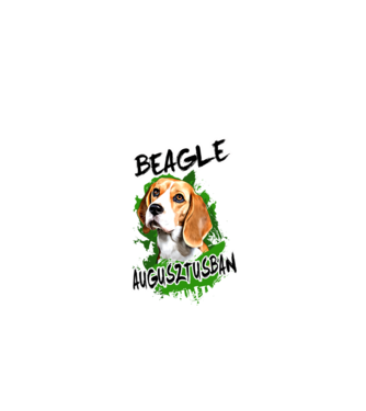 Beagle Augusztus minta fekete pólón