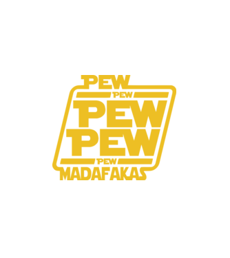 Pew Pew Madafakas Wars style minta fehér pólón