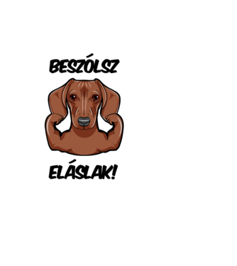 Beszólsz eláslak! - Barna tacskó minta fekete pólón