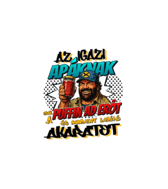 Bud Spencer - Az Apáknak csak a Puffin ad erőt minta fehér pólón