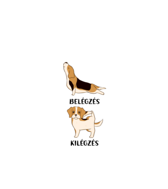 Beagle yoga - fekete betűvel minta fehér pólón