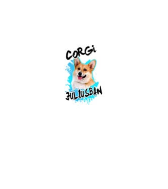 Corgi Július minta fekete pólón
