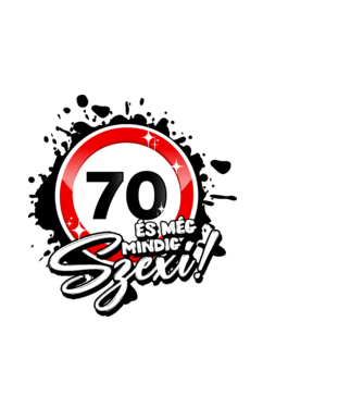 70 és még mindig szexi!  minta világoskék pólón