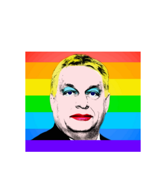 Orbán Viktor Pride minta fehér pólón