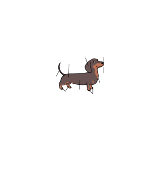 Barna Tacskó anatómia - fehér betűkkel minta fekete pólón
