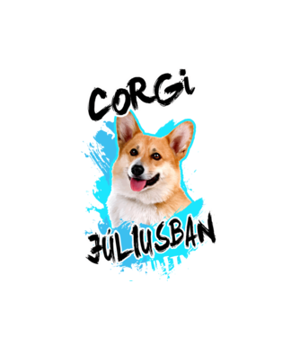Corgi Július minta fehér pólón