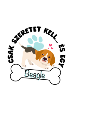 Csak szeretet kell... és egy Beagle minta fekete pólón