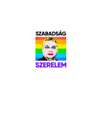 Szabadság - Szerelem Orbán Pride minta fehér/piros pólón