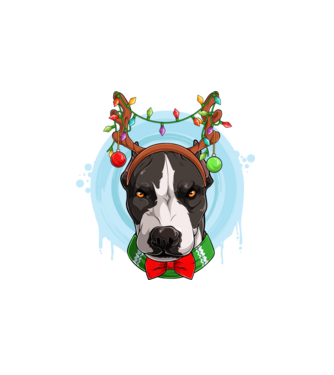 Karácsonyi Pitbull minta fehér pólón